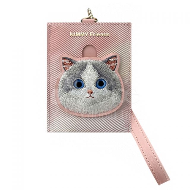 定制猫咪刺绣皮革卡套