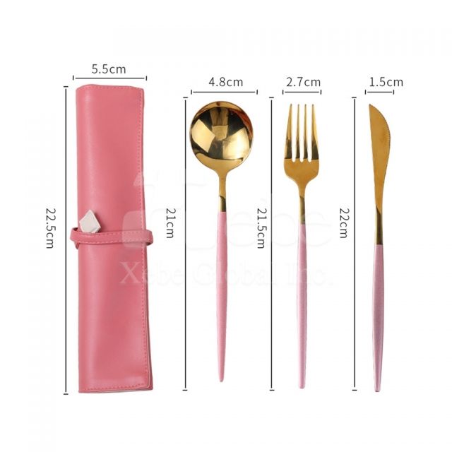 紫色皮革便携餐具組