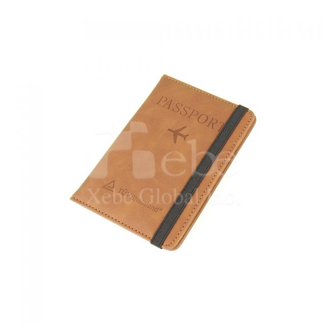 棕色皮革定制护照夹