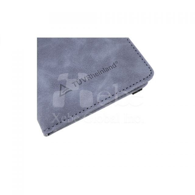 蓝灰色皮革护照夹