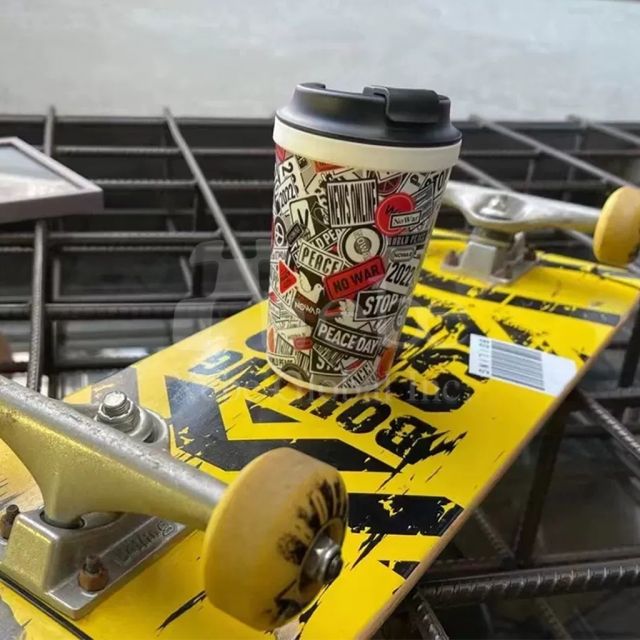 满版印花不倒咖啡杯