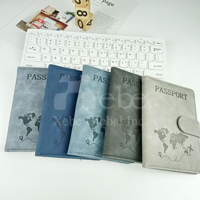 水蓝色地图护照夹