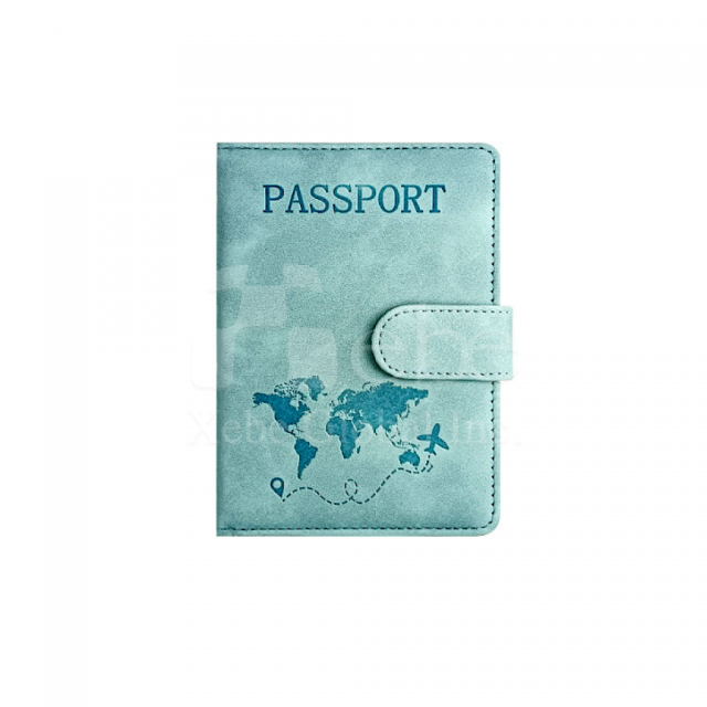 水蓝色地图护照夹