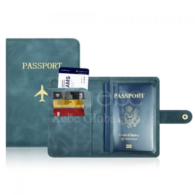 灰色扣式定制护照夹