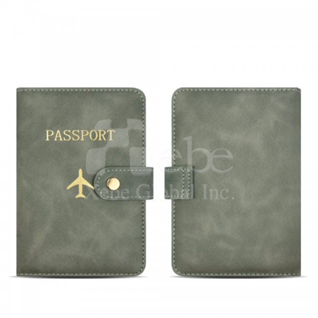 灰色扣式定制护照夹