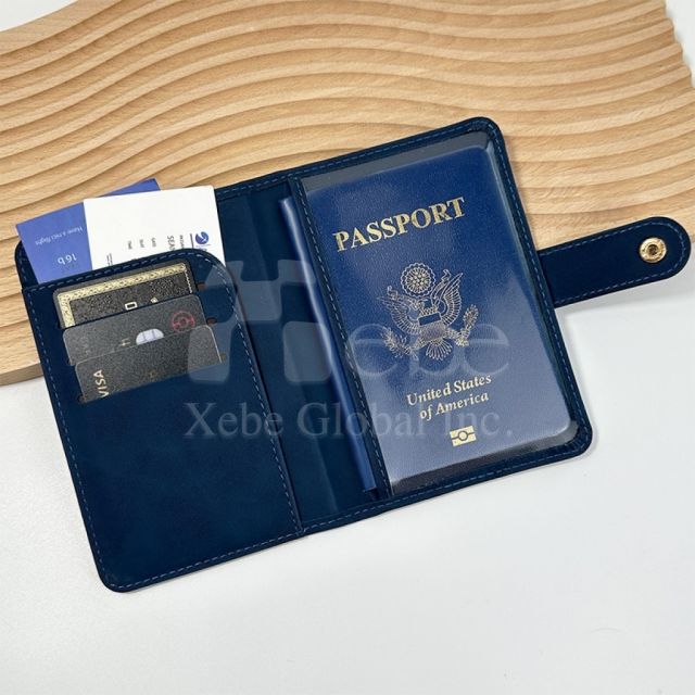 灰色扣式定制护照夹