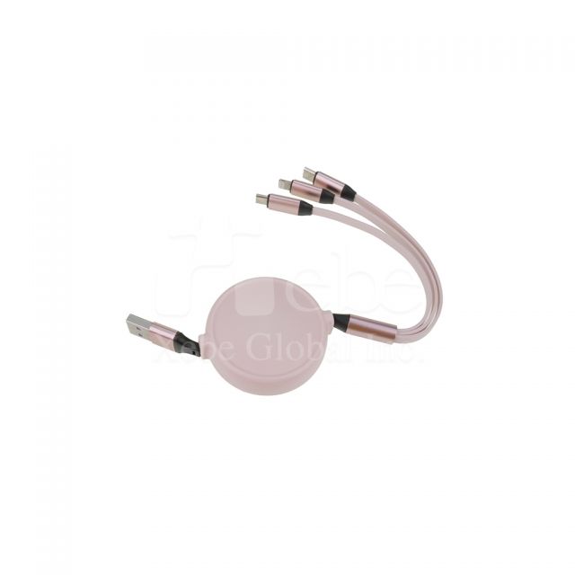 粉色伸縮收納充电线