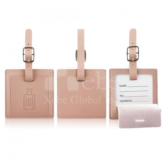 紫色方形皮革行李牌