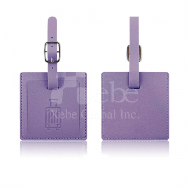 紫色方形皮革行李牌