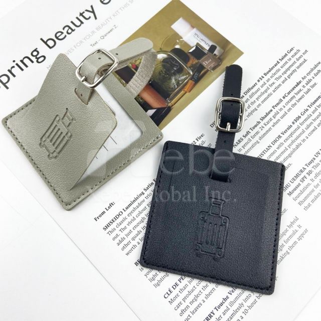 紫色方形皮革行李牌