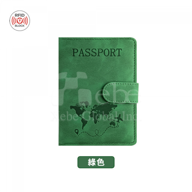 绿色PU皮革定制护照套