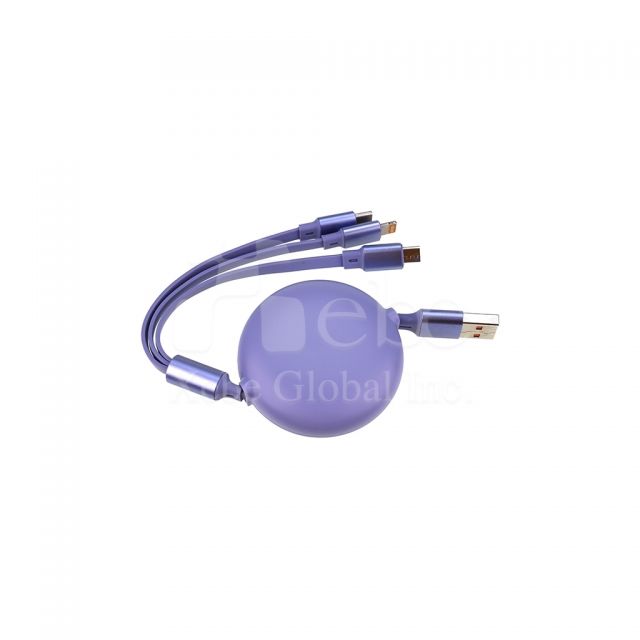 三合一紫色伸缩充电线定制