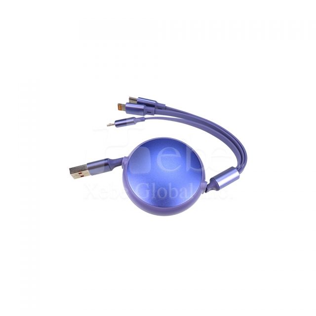 三合一紫色伸缩充电线定制