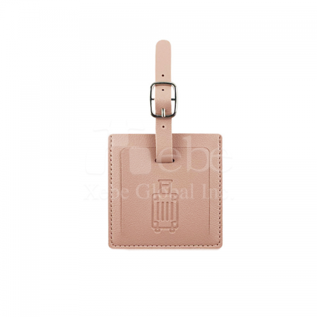 粉色皮革方形行李牌