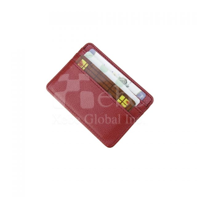 红色皮革名片夹卡套