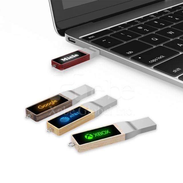 企业发光LOGO木头U盘